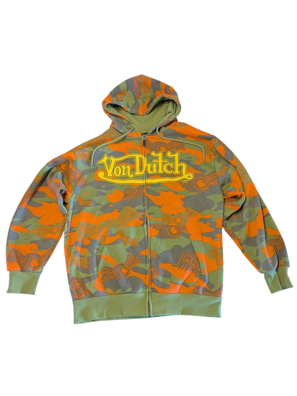 Von Dutch Men's M/Unisex Orange Camo Full Zip Hoodie New w/o Tags